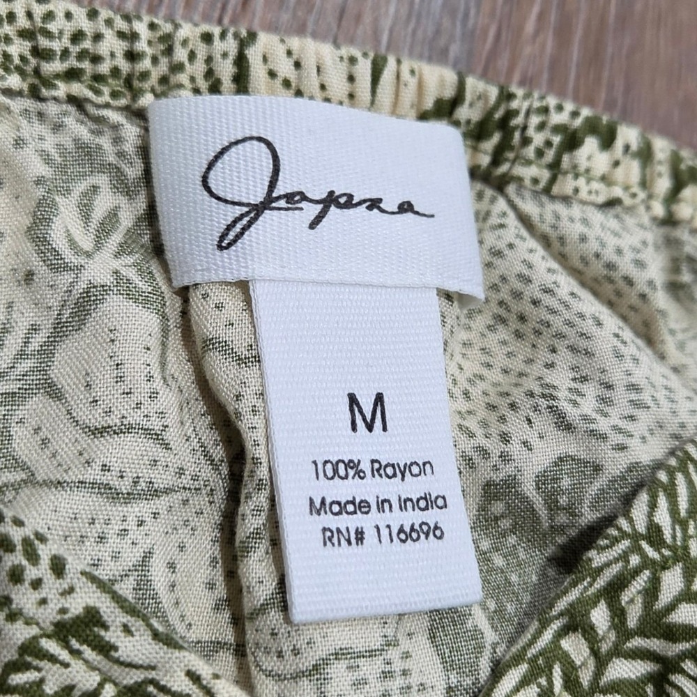 Japna Green White Floral Button Front Cami Dress Medium Rayon Tie Back Sundress - Picture 3 of 5